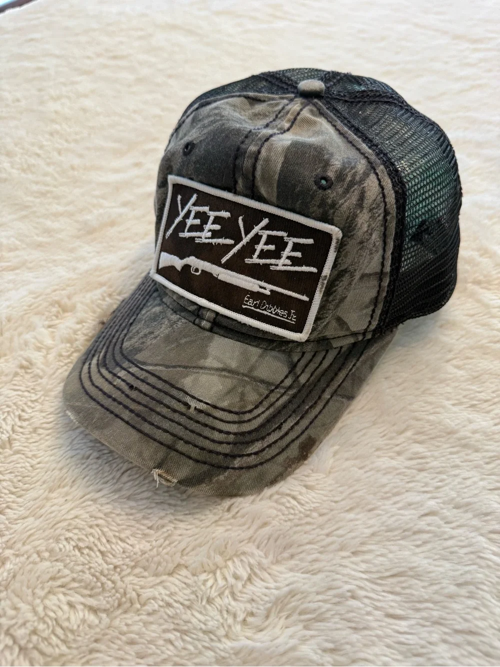 Earl Dibble Jr Yee Yee Distressed Camouflage Trucker Hat - Black/Gray